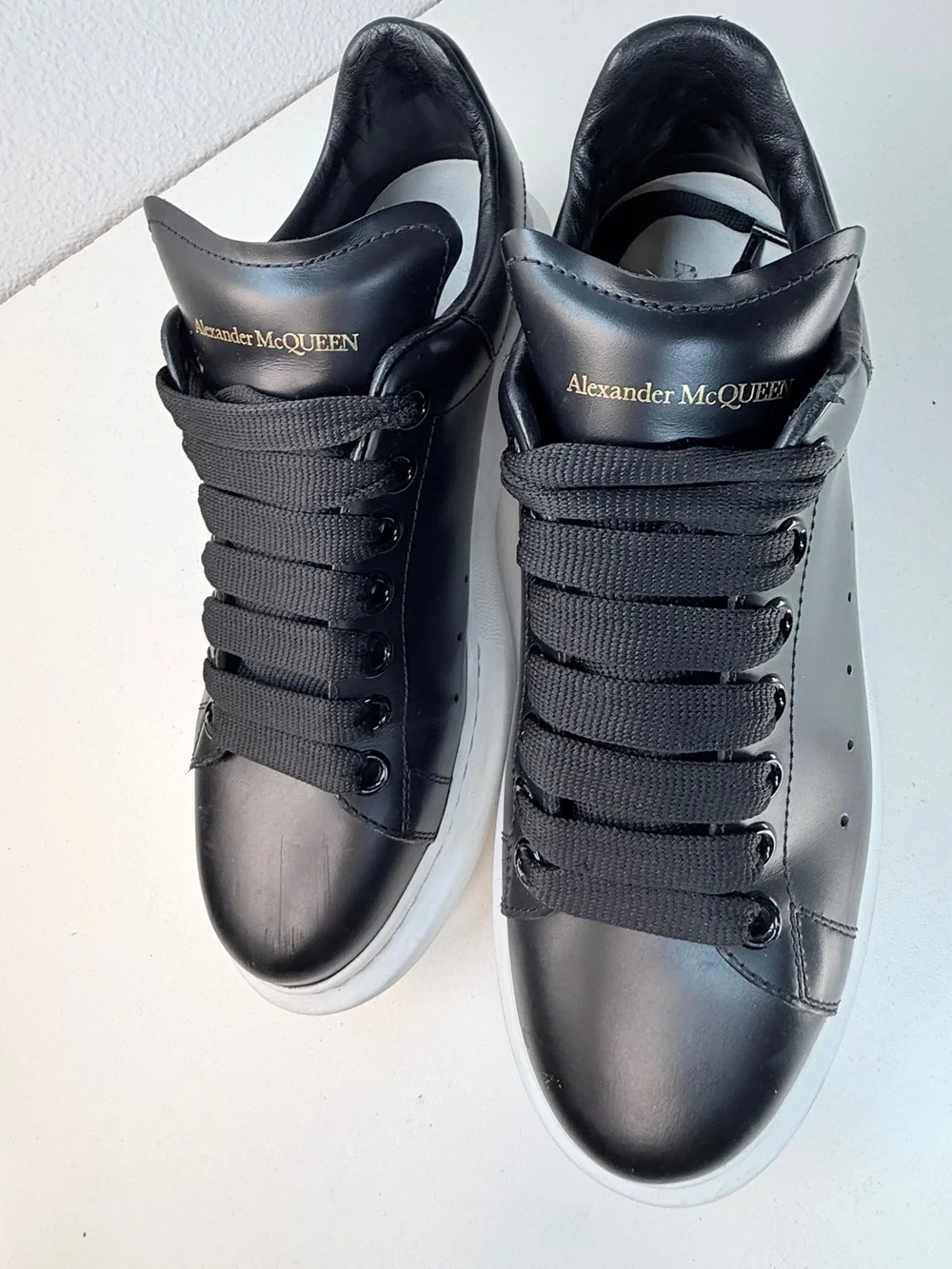 Alexander McQueen Oversized Sneakers Black Leather Mens 6.5 Womens 9